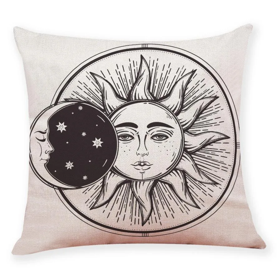 Coussin 2018 Home Pillow Cases Decorative Sun Moon Pattern Throw