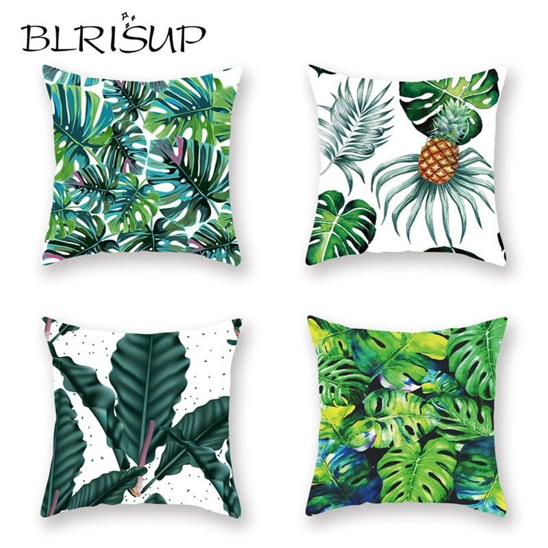 BLRISUP Tropical Plants Palm Leaf Green Leaves Monstera Cushion Cover Soft Polyester Pillow Home Decorative Case | Дом и сад