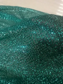

Hot selling DiuDiu-3.3118 glued glitter sequins lace fabric African French net tulle Lace Fabric for party