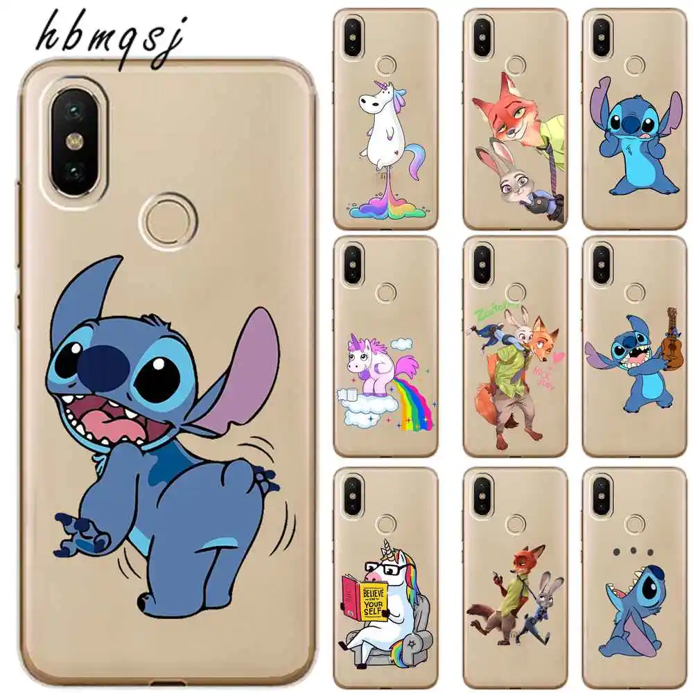 

Cute for xiaomi mi a1 a2 lite 5 8 mix 2s redmi 6 note 5 pro case Stitch unicorn animal cartoon for mi a2 lite phone back cover