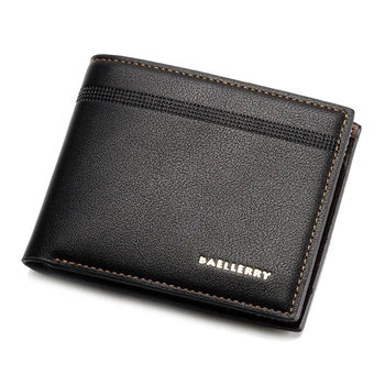 

FGGS-baellerry 1 black PU leather men's cross section business casual lychee pattern pressure line wallet wallet carrying bag