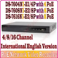 Englishver 6MP NVR 4CH 8CH 16CH POE HD DS-7604NI-E1/4 P DS-7608NI-E2/8 P DS-7616NI-E2/8 P ds 7604 7608 7616 ds-7604 ds-7608 ds-7616
