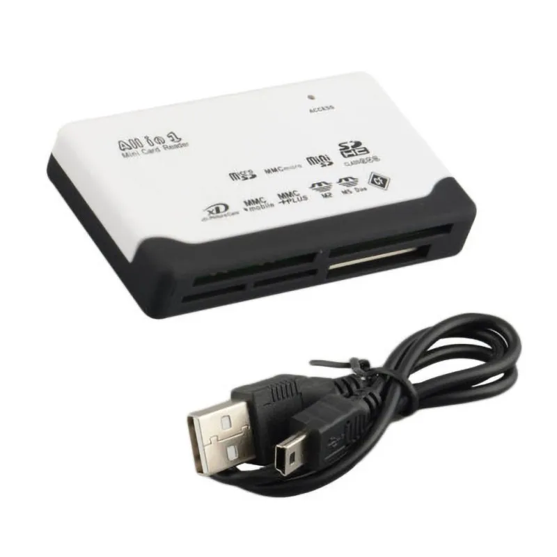 Все в одном USB кардридер USB 2,0 12 Мбит поддержка CF/MD SD/Mini-SD/SDC MMC/MMCII/RS-MMC XD MS/MS-MG T-Flash