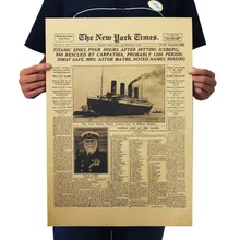 Clásico póster del New York Times History Titanic naufragio antiguo periódico Retro papel Kraft decoración del hogar