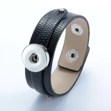 Hot Sale 1pcs lot PU Leather font b bracelet b font Bangle Jewelry 18mm snap button