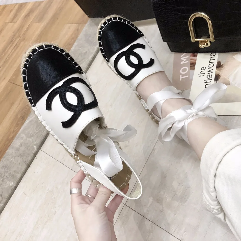 

2019 Fashion designer ankle strap ladies shoes fashion women casual falts female hemp sole sandalia feminina