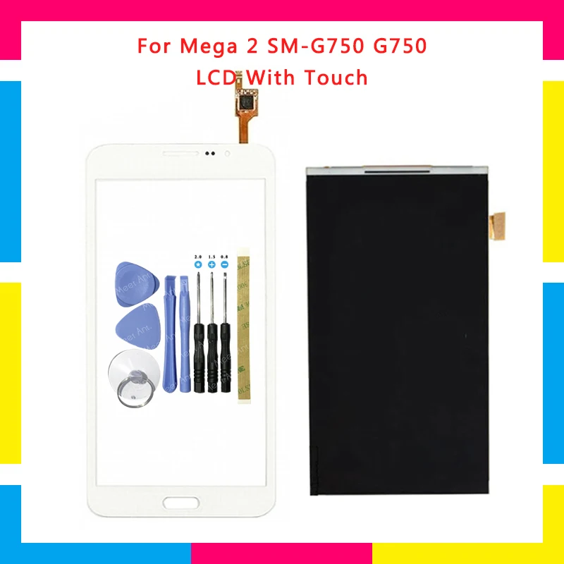 

High Quality LCD Display With Touch Screen Digitizer Sensor Panel For Samsung Galaxy Mega 2 SM-G750 G750 + Tools