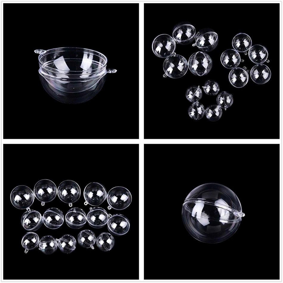 20 piezas/10 pares de adornos navideños bola transparente abierto plástico transparente adorno regalo caja Decoración 20 piezas/10 pares de adornos navideños bola transparente abierto plástico transparente adorno regalo caja Decoración