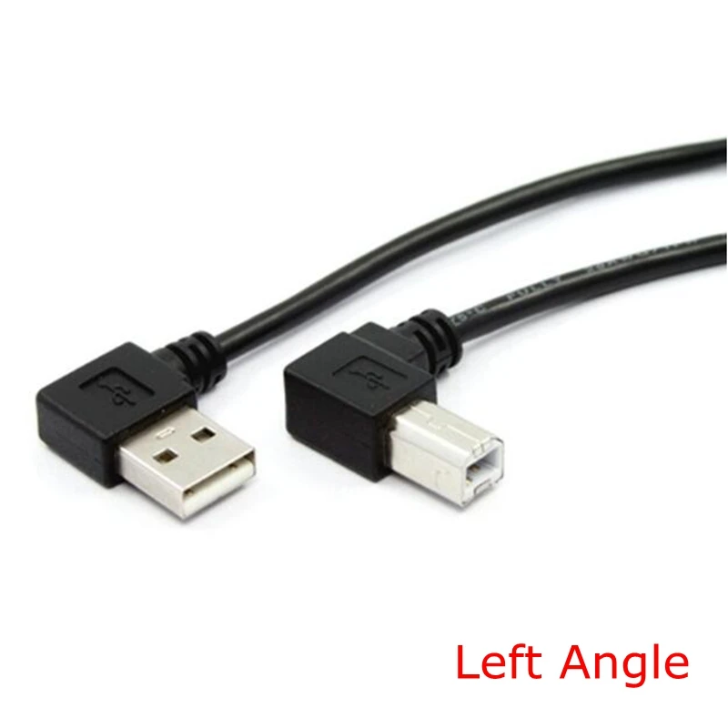 Правый и левый угол USB 2,0 A папа к USB B папа Тип B BM правый угол принтер сканер 90 градусов кабель 50 см 100 см BM Угловой кабель