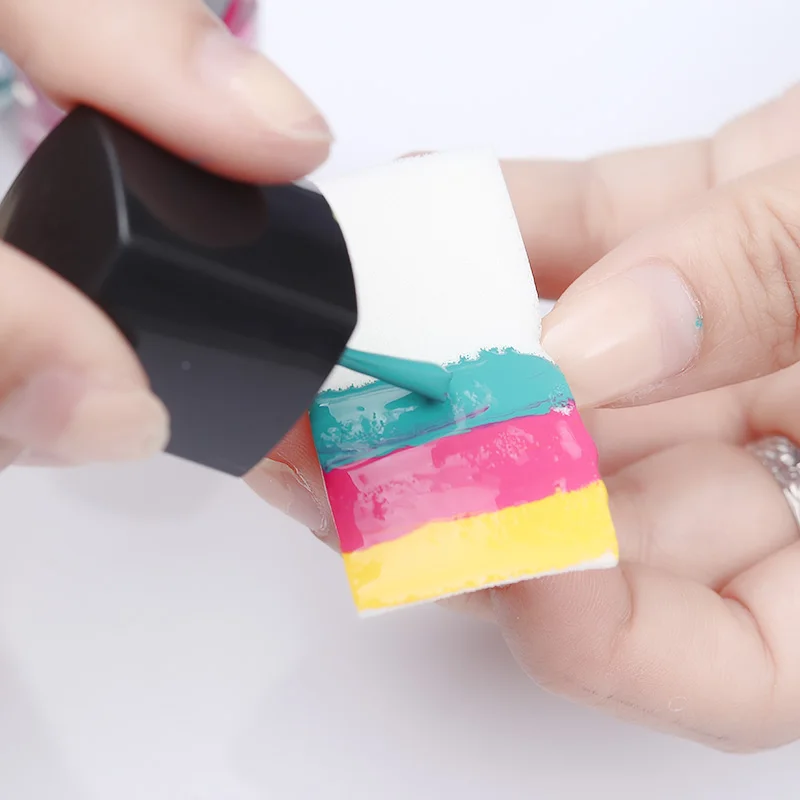 6 шт Nail Art градиент Цвет тиснения губки комплект Гель-лак 3D DIY изображения для Цвет исчезают Маникюр Цвет ing комплект печатей