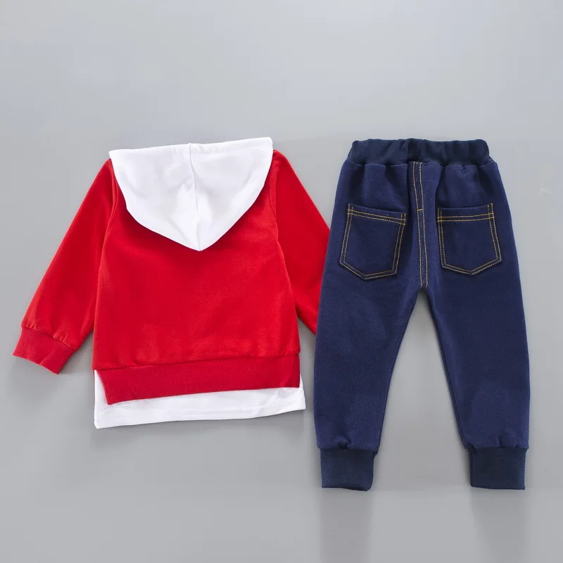 Наборы детской одежды для маленьких мальчиков, хлопковая Спортивная футболка с капюшоном, толстовка+ штаны, Детские повседневные Костюмы для мальчиков
