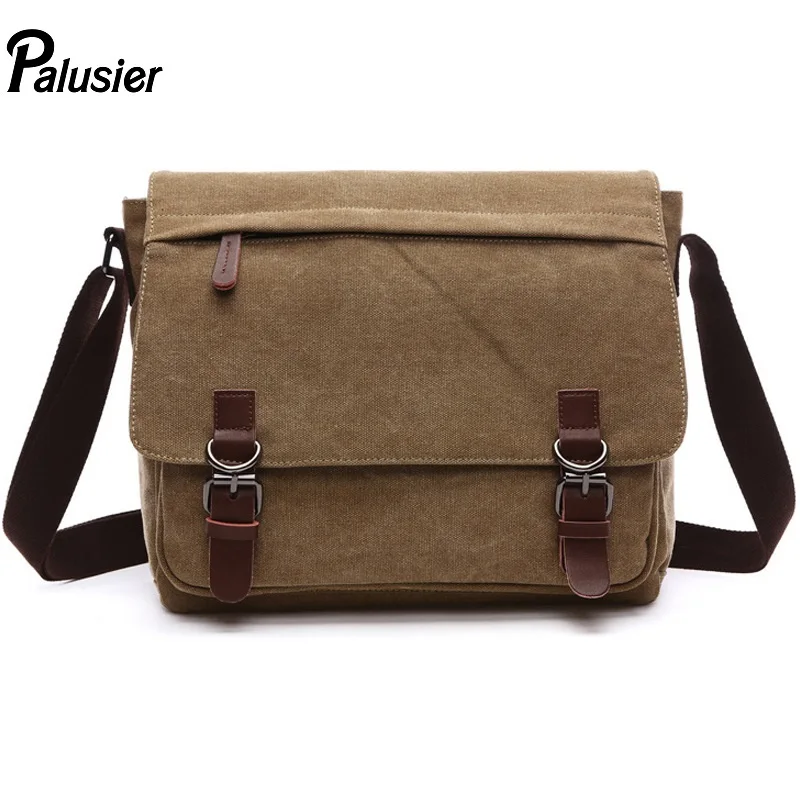 Fashion Vintage Men Canvas Messenger Bag Two Size Practical Business Shoulder Bag Multifunction