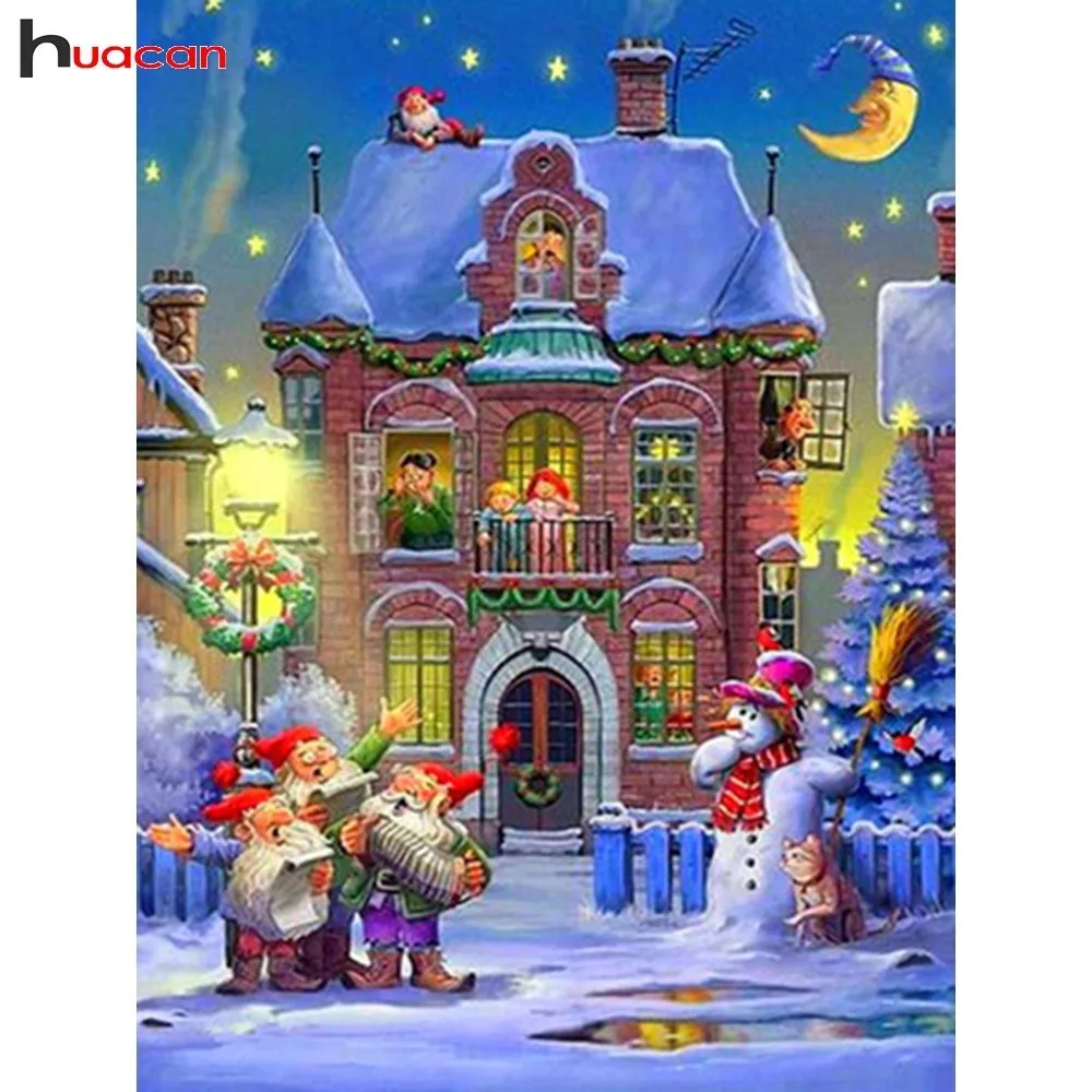 

HUACAN Diamond Painting Christmas Party DIY Diamond Embroidery Snowman Full Square Drill Cartoon Picture Of Rhinestone Gift