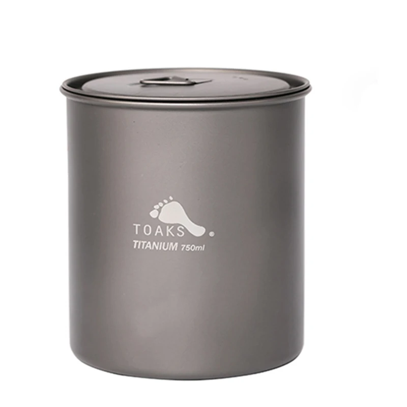 

TOAKS Outdoor Camping Hiking Travel Picnic Titanium Pot Mug Bowl Eco-friendly Lightweight Camping Equipment 750ml Pot-750-NH