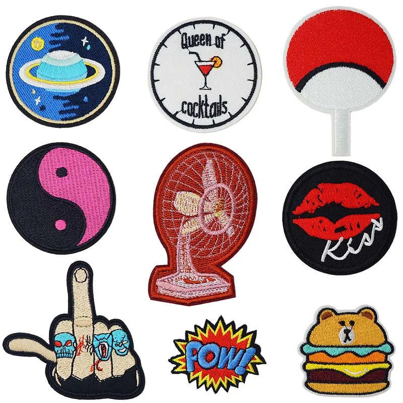 Kiss Globe Beverage Words Iron On Patches прошитая вышитая аппликация для куртки наклейки одежды