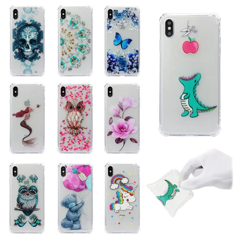 

CAPF Phone Case For iPhone X XR XS Max 8 7 Plus 6 6S Plus 5 5S SE Solid Color Unicorn Shockproof Transparent Back Cover TPU Soft