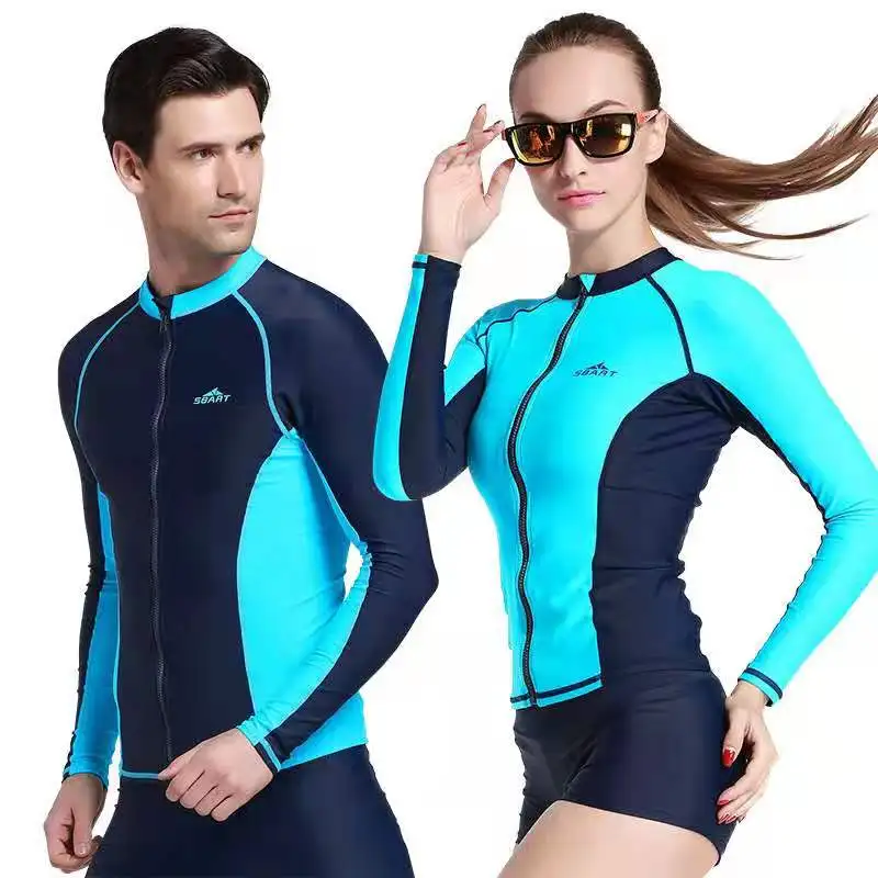 

SBART Long Sleeve Swim Rash Guard Shirts UPF50 Anti-UV Rashguard Top With Zipper Men Women Rashguard Surf Jacket Plus Size XXXL