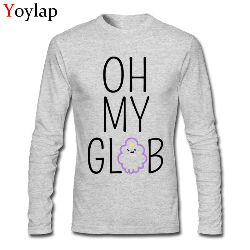 Oh My Glob O-Neck Men T Shirts Summer Casual Tops T Shirt Long Sleeve Latest 100% Cotton Normal Clothing Shirt Top Quality Oh My Glob grey