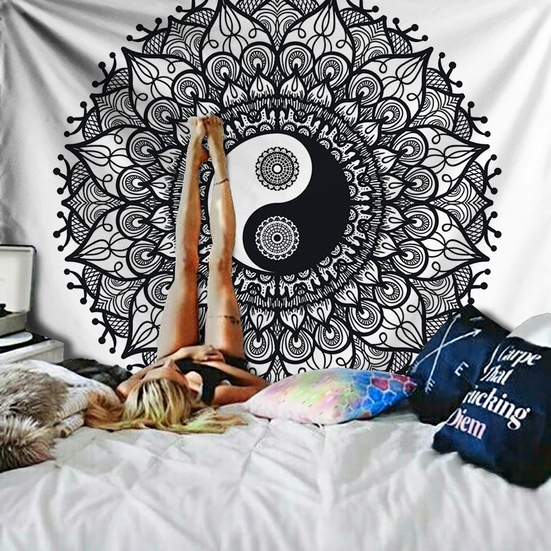 Black And White Indian Mandala Tapestry Cotton Yin Yang throw WALL HANGING THROW Black And White Indian Mandala Tapestry Cotton Yin Yang throw WALL HANGING THROW