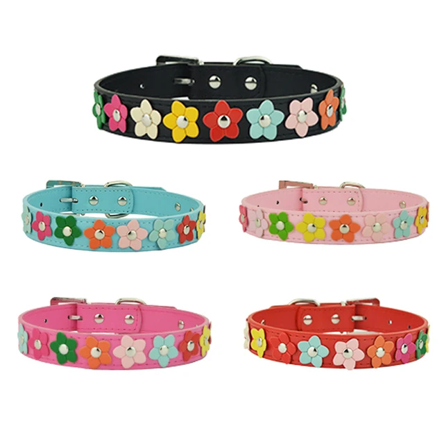 Hot Regolabile Pet Collare di Cane di Cuoio Per cani 5 di Colore Del Fiore di Su Hot Regolabile Pet Collare di Cane di Cuoio Per cani 5 di Colore Del Fiore di Su