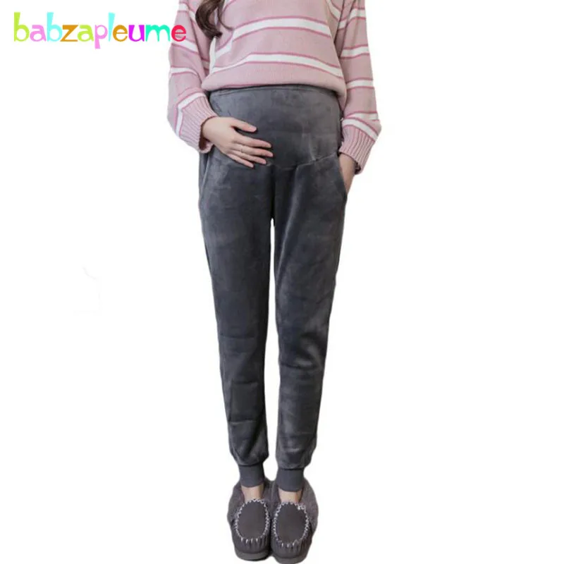 

Autumn Winter Gestante Clothing For Pregnant Women Pants Plus Size Warm Thick Sport Pregnancy Trousers Maternity Clothes BC1110