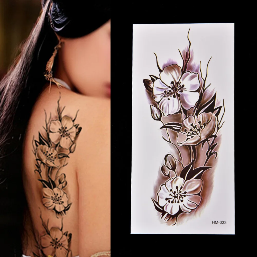 

1pcs Sexy Women Temporary Tattoo Plum Blossom Waterproof Tattoo Stickers 9*18.5cm Body Art Tattoo Flower