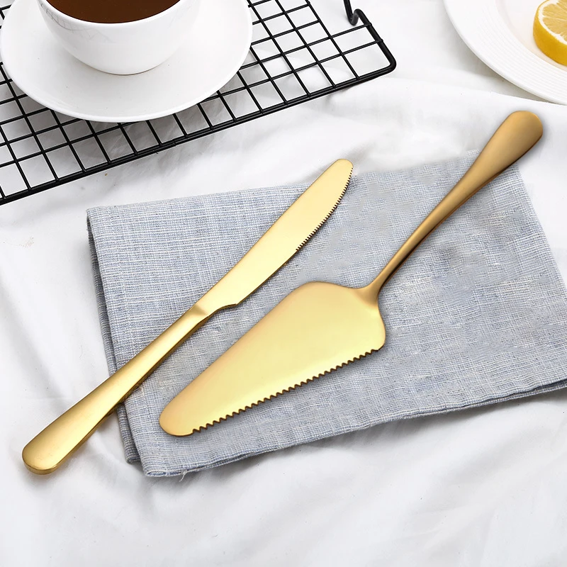 golden cake shovel knife set  (3)