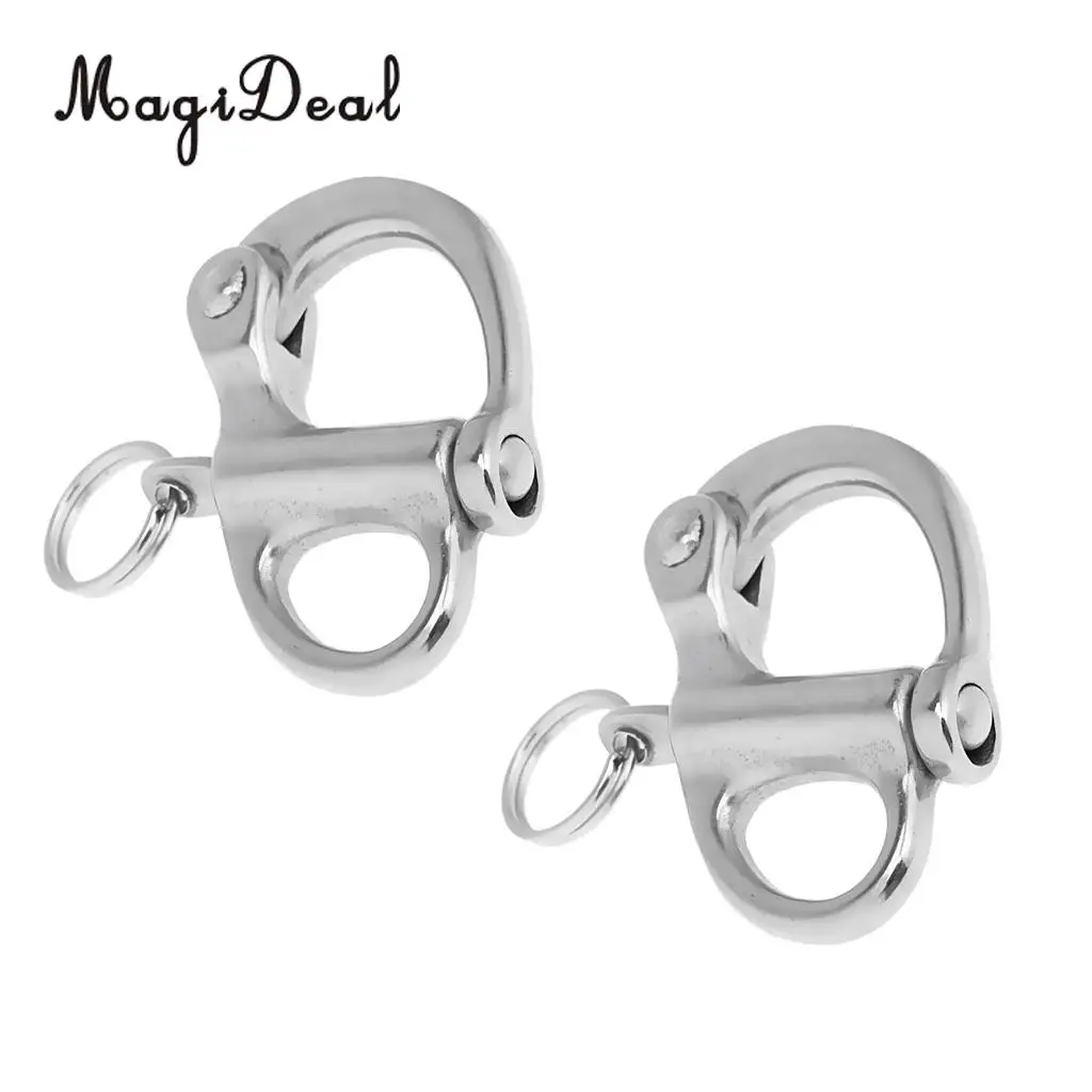 Heavy Duty (Pack of 2) 304 Stainless Steel Fixed Bail Snap Shackle For Kayak Boat Yacht 5.2x2.8cm Rafting  Sailing Accessory