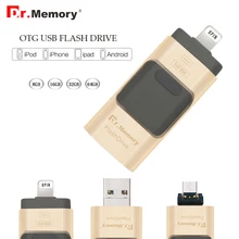 USB FLASH DRIVE OTG 64GB Pen Drive 3 in 1 u disk for apple iphone 6s Memory stick 16gb luxury android USB 2.0 pendrive i drive