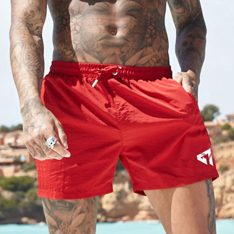 mens swim shorts red