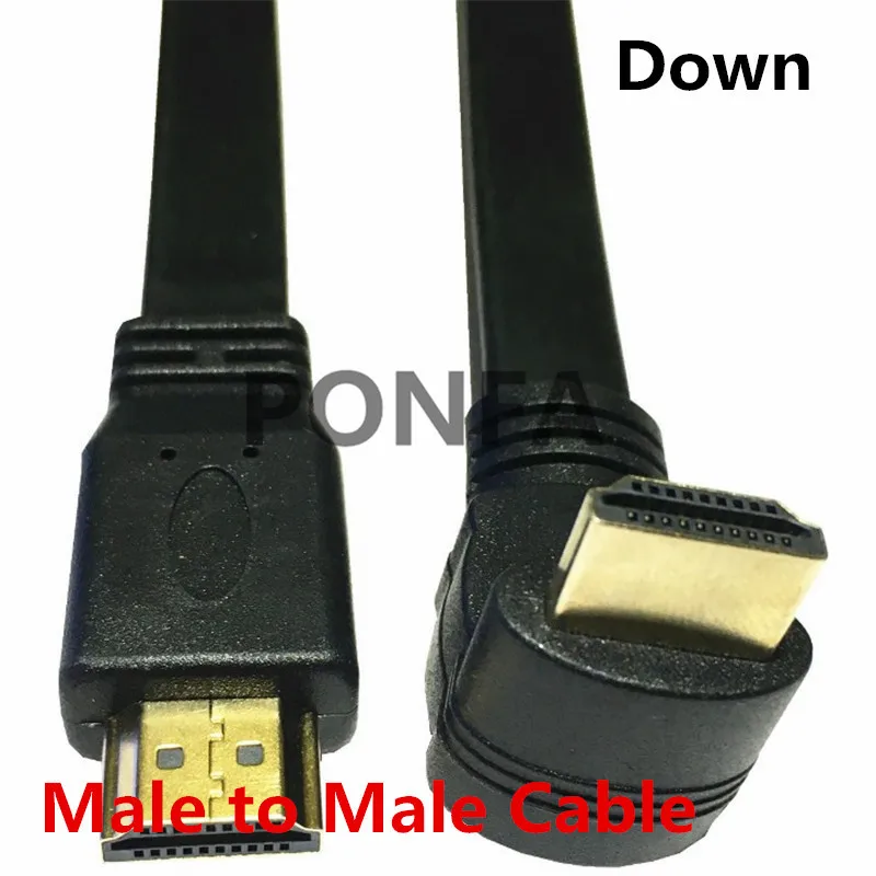 90 градусов вверх угол и вниз Угловой HDMI мужчин и HDMI типа A мужчин и женщин плоский кабель удлинитель 30 см 1 фут 1,4 в - Цвет: Male to Male Down
