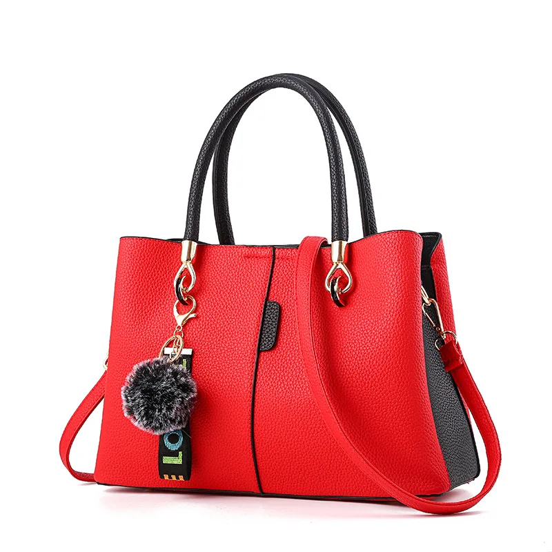 New Fashion Women Handbag Brand Red Black Soft PU Leather Women&#39;s Messenger bag Casual Tote ...