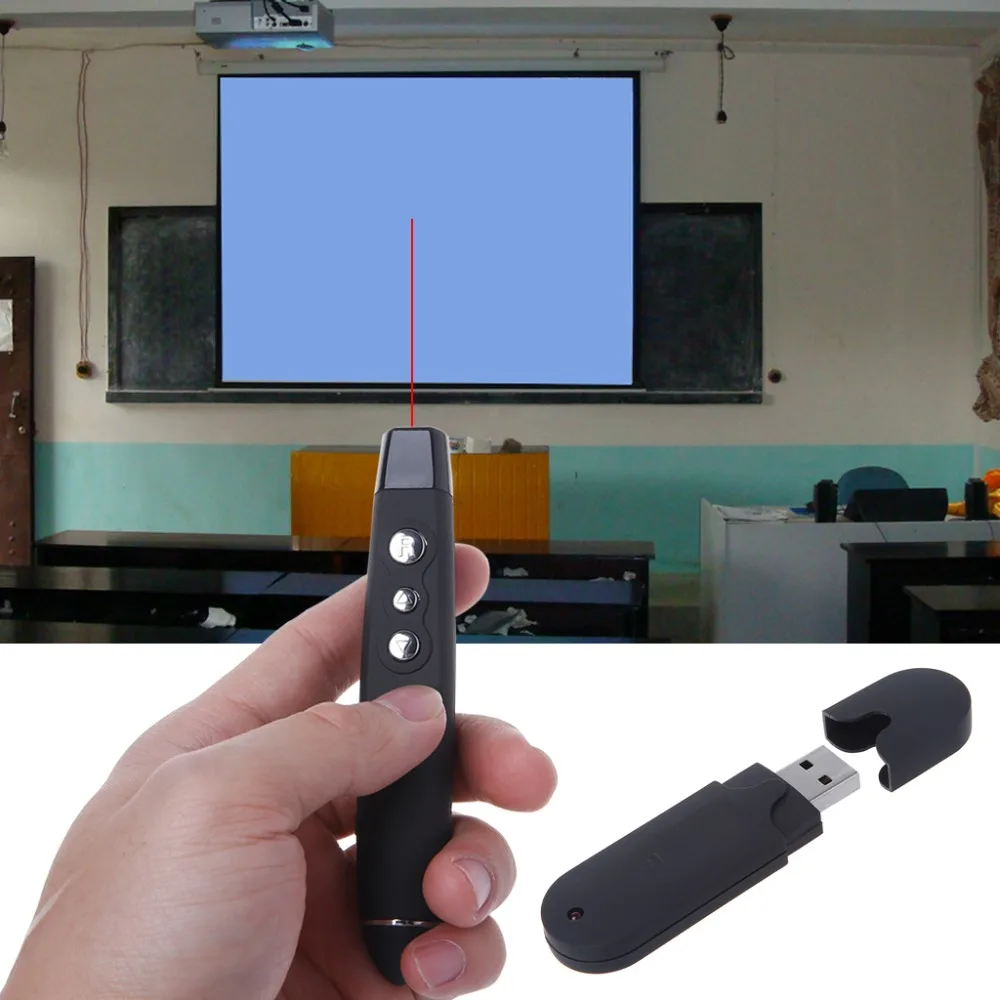 New Presenter Laser Pen Wireless PPT Clicker Red Laser Flip Pen