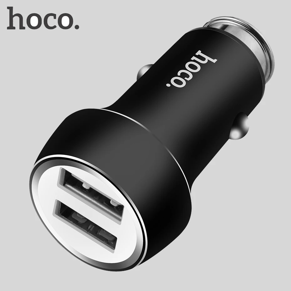 Автомобильное зарядное устройство HOCO с двойным usb-выходом 2,4 А, быстрое зарядное устройство для мобильного телефона, зарядное устройство для прикуривателя 12-24 В, автомобильное зарядное устройство для Redmi 4X