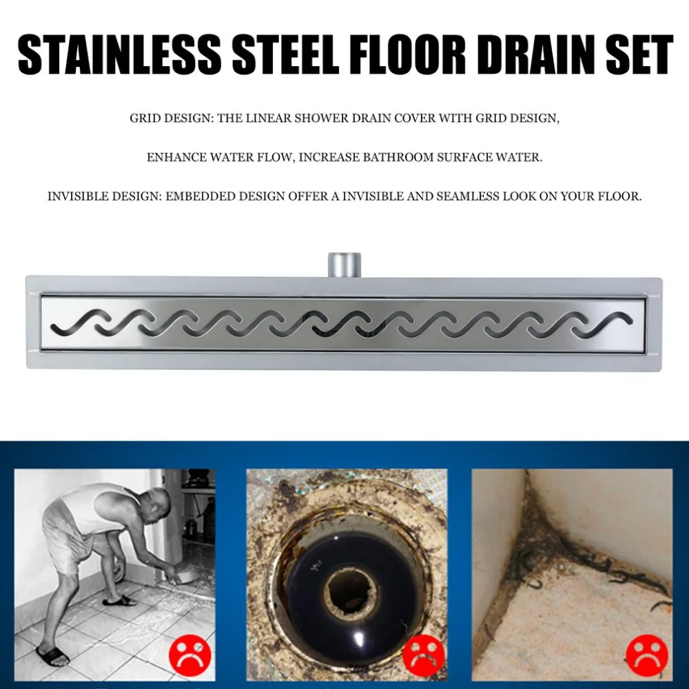 

Newest S-shaped Belt Side Horizontal Stainless Steel Floor Drain Anti-blocking Strainer Residue Stopper Kitchen Bathroom Tools