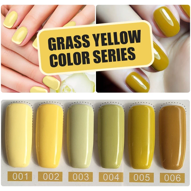 

MIZHSE Yellow Gel Lacquer Set 6pcs Nails Decorations New Arrive Acrylic Resin Gel Hybrid Lacquer Esmaltes Gel UV LED Gellak Set