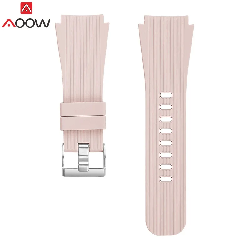 AOOW ремешки для часов samsung Galaxy Watch 46 мм версия SM-R800 полосатый резиновый силиконовый модный браслет ремешок 22 мм - Цвет ремешка: Apricot