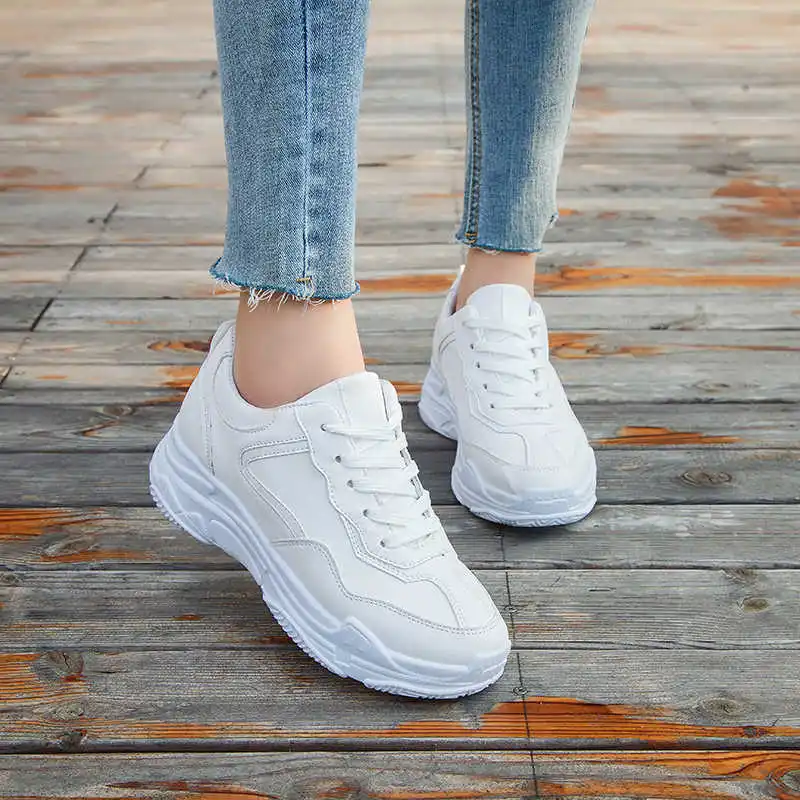 

New 2018 Spring Fashion Women Casual Shoes Suede Leather Platform Shoes Women Sneakers Ladies White Trainers Chaussure Femme