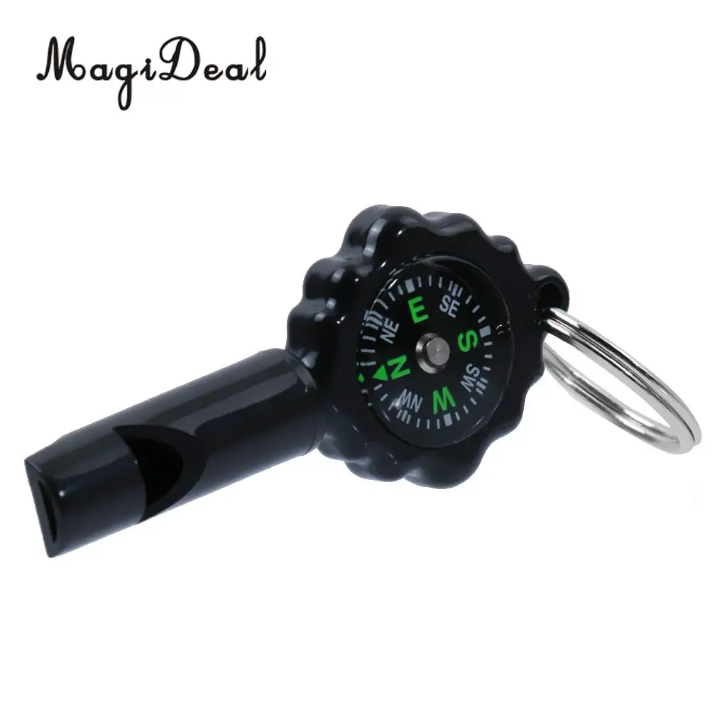 MagiDeal High Quality Professional Military Compass Pack of 2 2 in 1 Whistle Keychain Compass for Outdoor Camping Hiking Sport