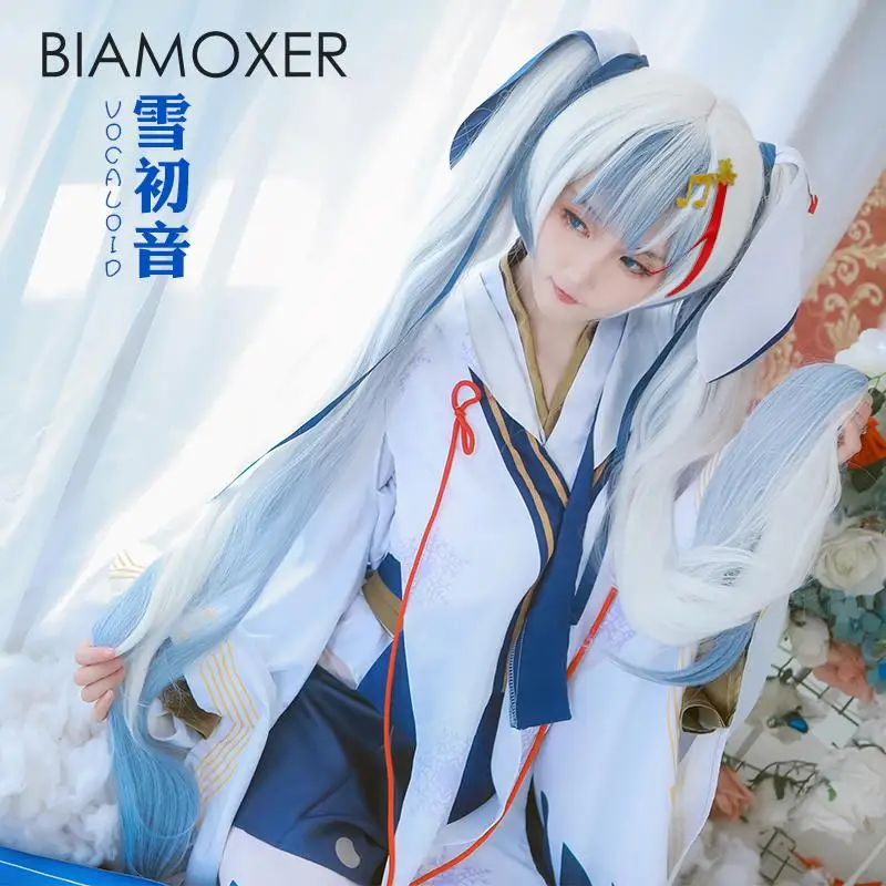 Biamoxer Snow Hatsune Cos одежда Vocaloid Мику снежное кимоно ведьмы косплей костюм женский