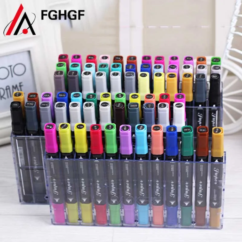 

36 Colors/set Double Headed Mark Pen Set Scrapbook Highlighter Pen Color Oil Mark Pen Stationery Office School supplies caneta