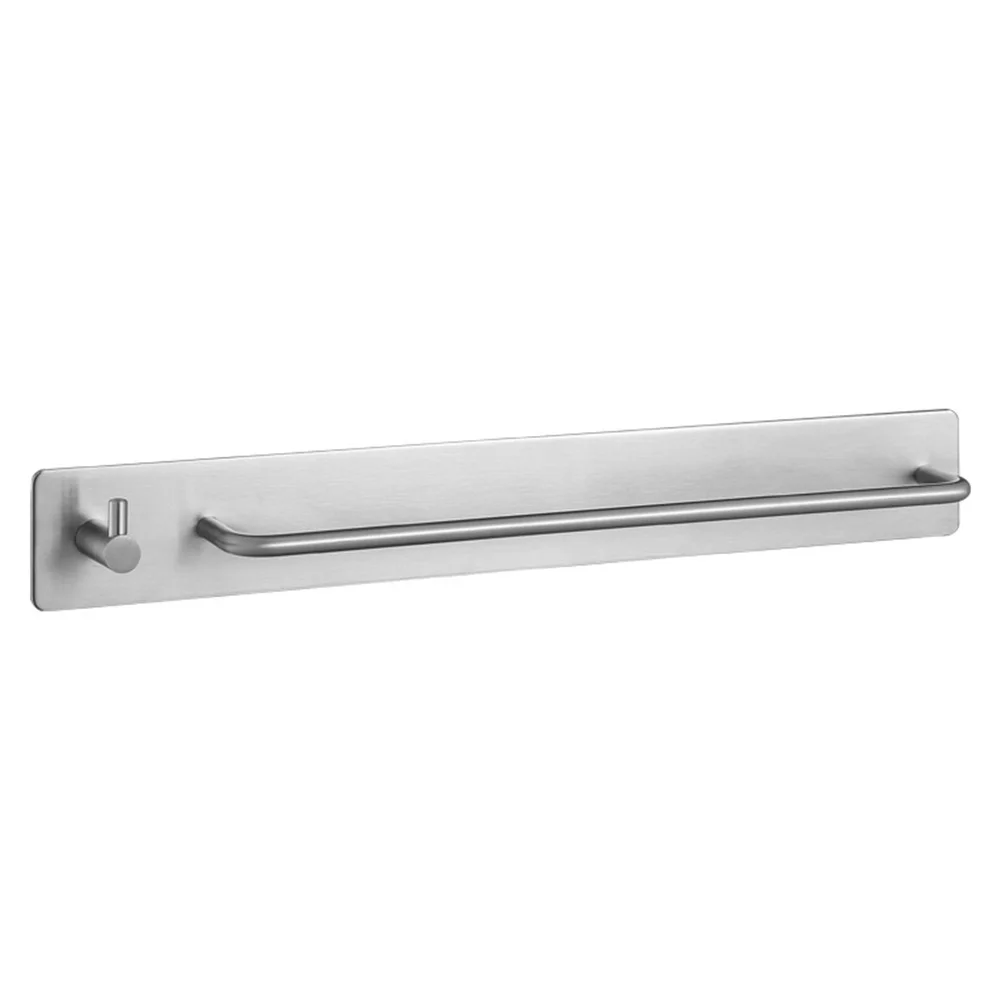 

Stainless Steel Organizer Storage Self Adhesive Bar Single Hook Towel Shelf Accessory Hardware Bathroom