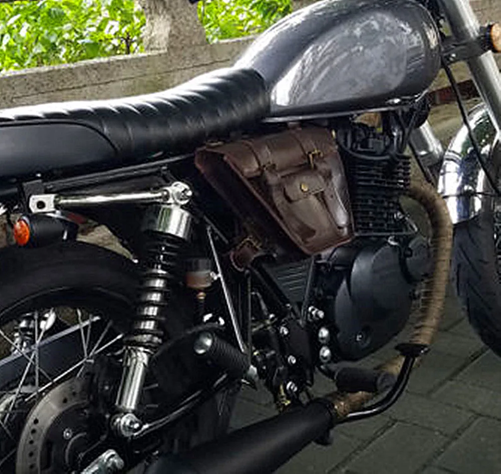 Боковая Сумка для мотоцикла CAFE RACER сумка багажа с мотором из натуральной кожи