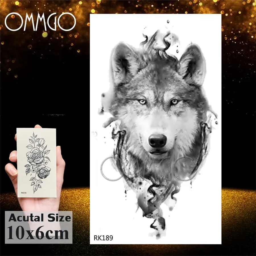 OMMGO 3D Черный волк стильная Временная фотонаклейка для мужчин мальчиков