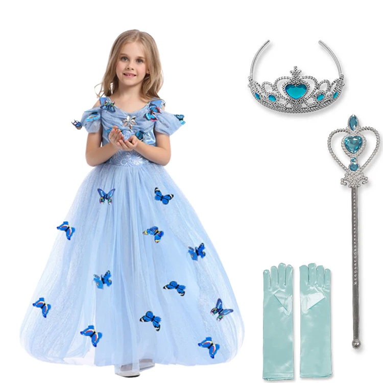 

2019 New Princess Dress Cinderella Costume Halloween Cosplay Dress Up Children Christmas Party Clothing Kids Dresses for Girls
