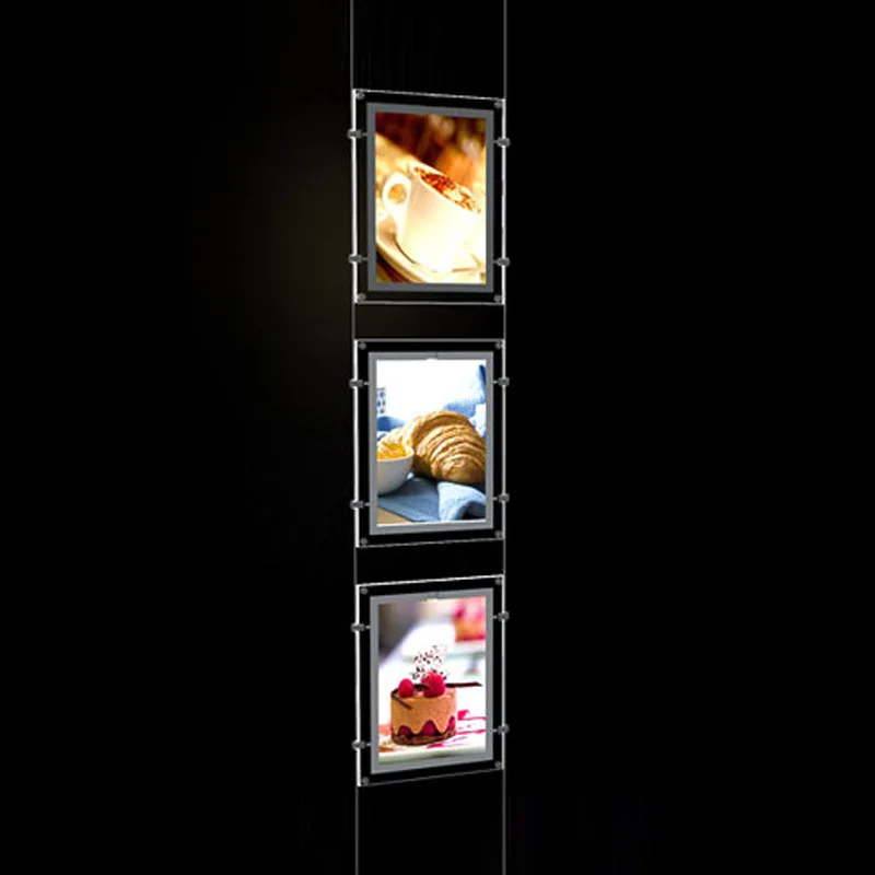 

(3unit/Column) A4 Single Sided Cable & Rod Hanging Display Systems, Led Window Display Kits,Real Estate LED Landscape Displays