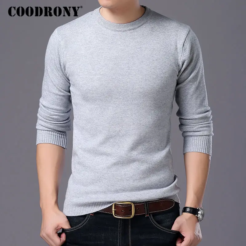 COODRONY سترة الرجال الخريف الشتاء الدافئة رجل محبوك رداء علوي من الصوف بلون عارضة س الرقبة سحب أوم كنزة صوفية قطنية/بلوزة قطنية الرجال 7209
