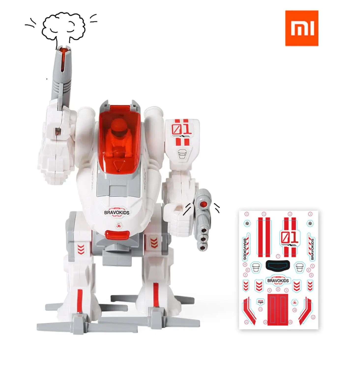 Xiaomi Mijia Bravokids робот строитель DIY строительные блоки РОБОТ строительство и кодирование комплект 54 в 1 костюм - Цвет: Белый