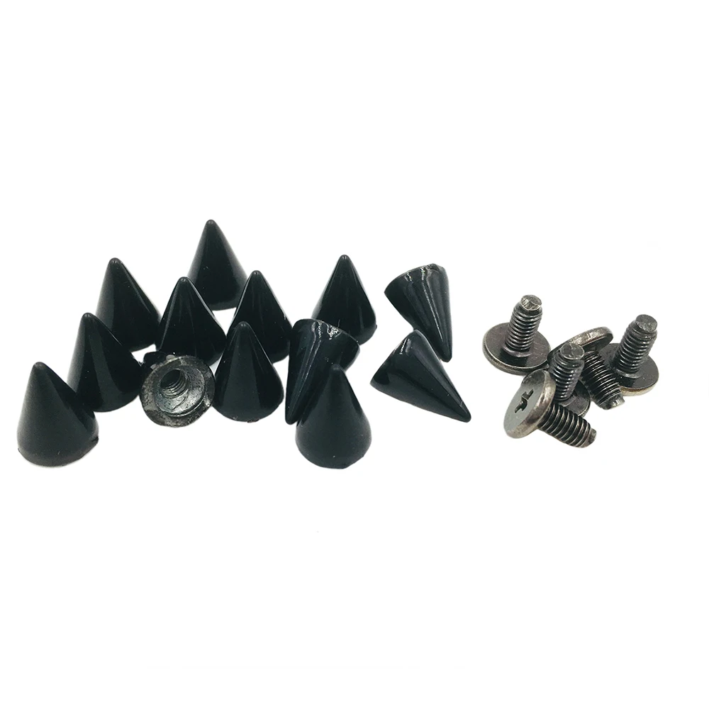 

100sets 7x10mm Painted Black Cone Spots Metal Studs Spikes Leathercraft Rivets Punk Spike Clothes Bags Belt Pet Collars