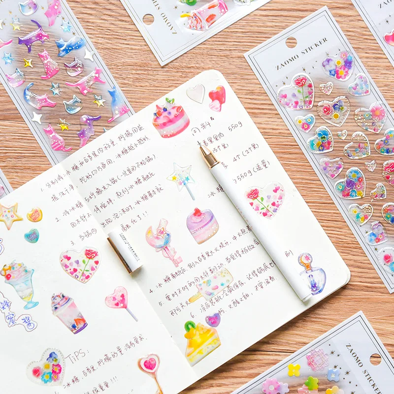 

Cute Handmade Happy Birthday Stickers Scrapbooking Bullet Journal Kawaii Flower Star Cat Sticker Diary Japanese Stationery